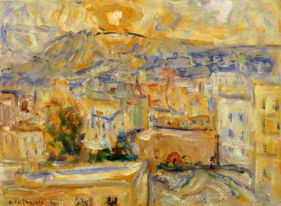 Paesggio dallo studio, sd 1947-’54, olio su compensato, cm 18x24, Napoli, collezione privata